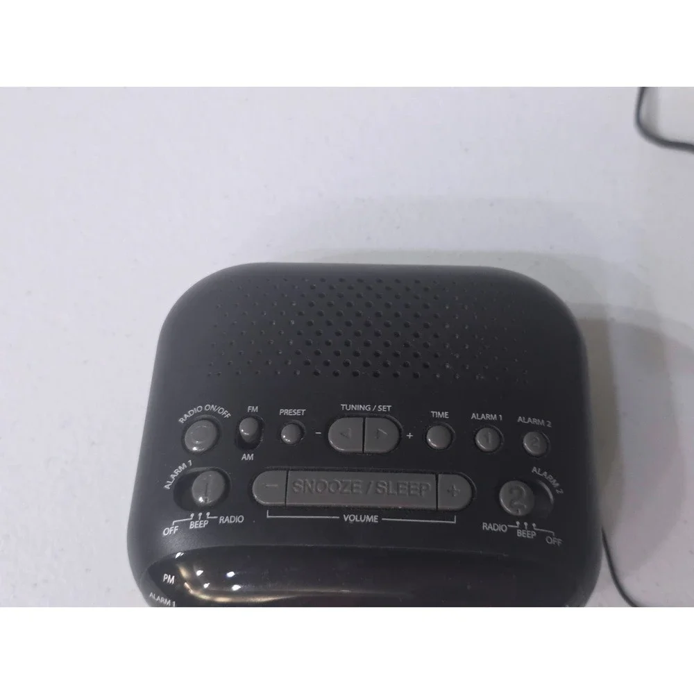Sharp SPC695 AM FM Dual Alarm Clock Radio Digital Display Black Bedside Tabletop